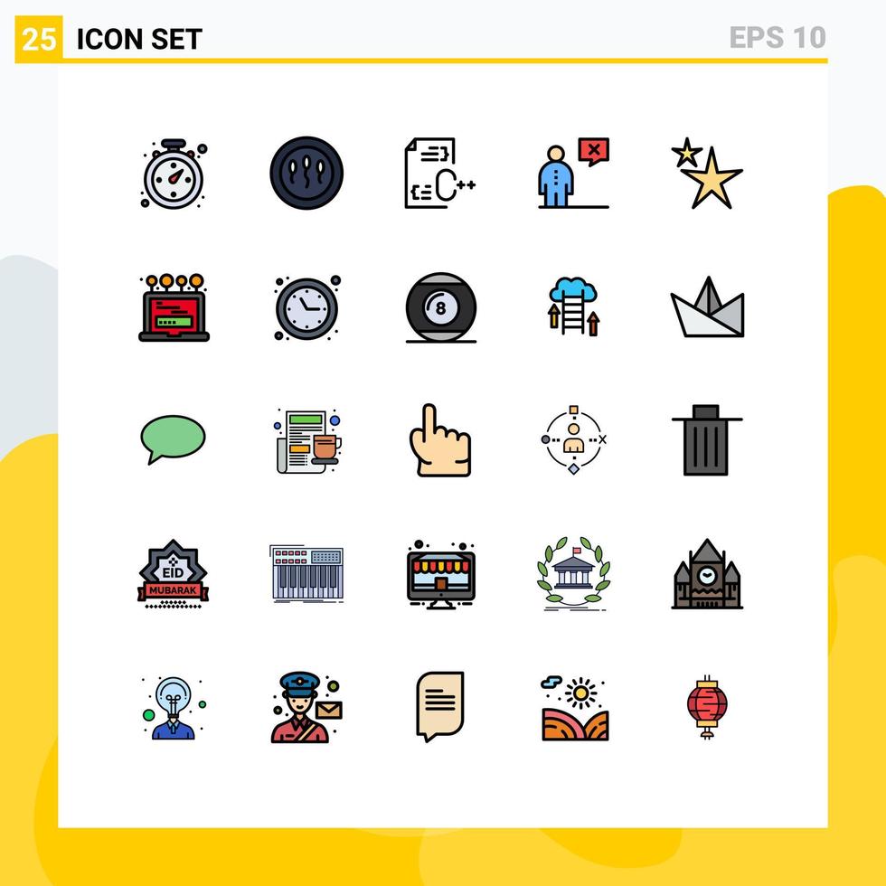 Filled line Flat Color Pack of 25 Universal Symbols of abstract human coding corporate business Editable Vector Design Elements