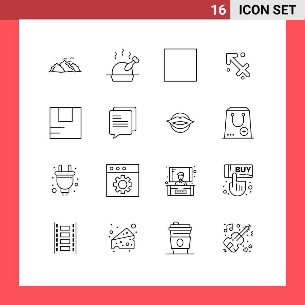 Set of 16 Commercial Outlines pack for chat logistic stop good greece Editable Vector Design Elements
