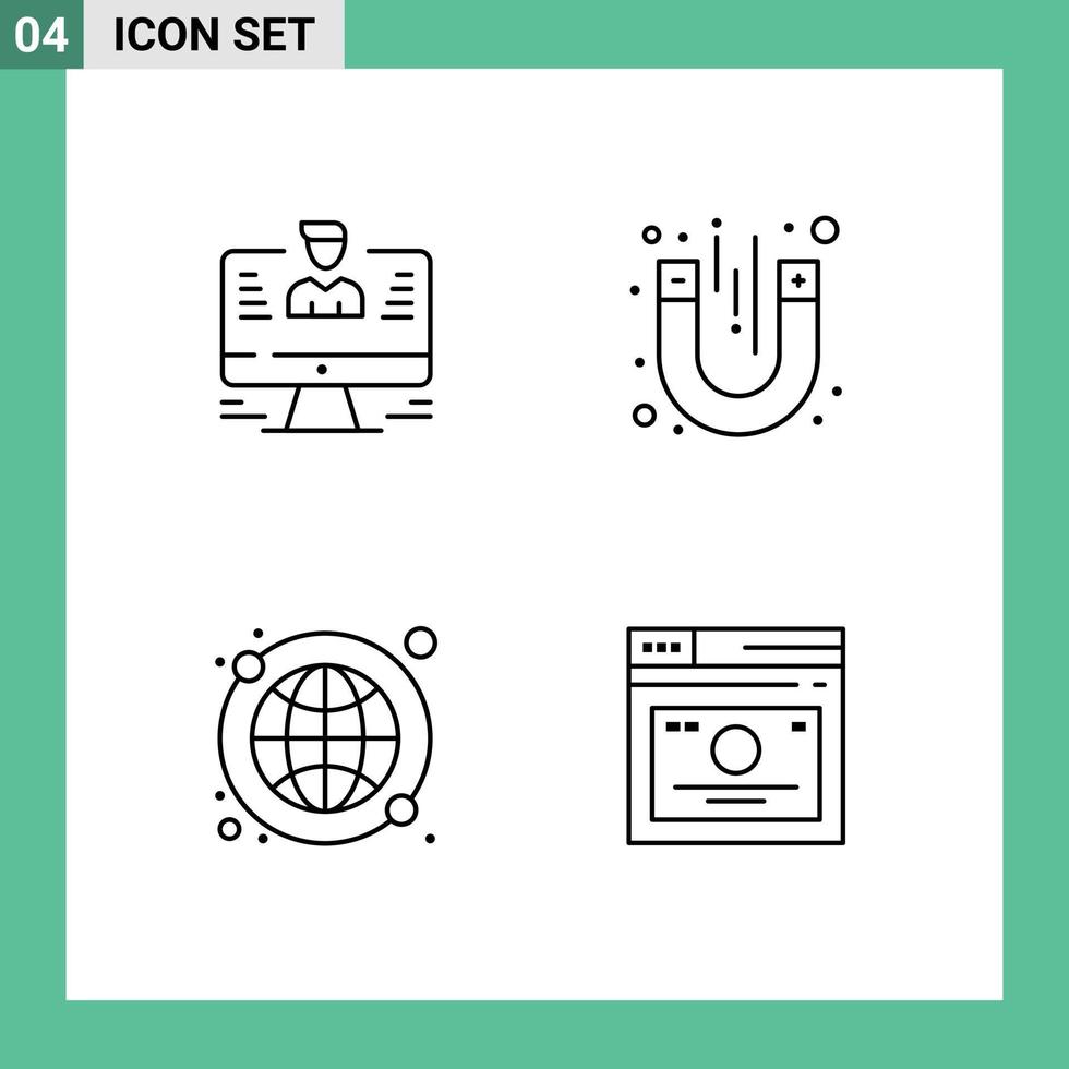 4 Creative Icons Modern Signs and Symbols of user global report magnet internet Editable Vector Design Elements