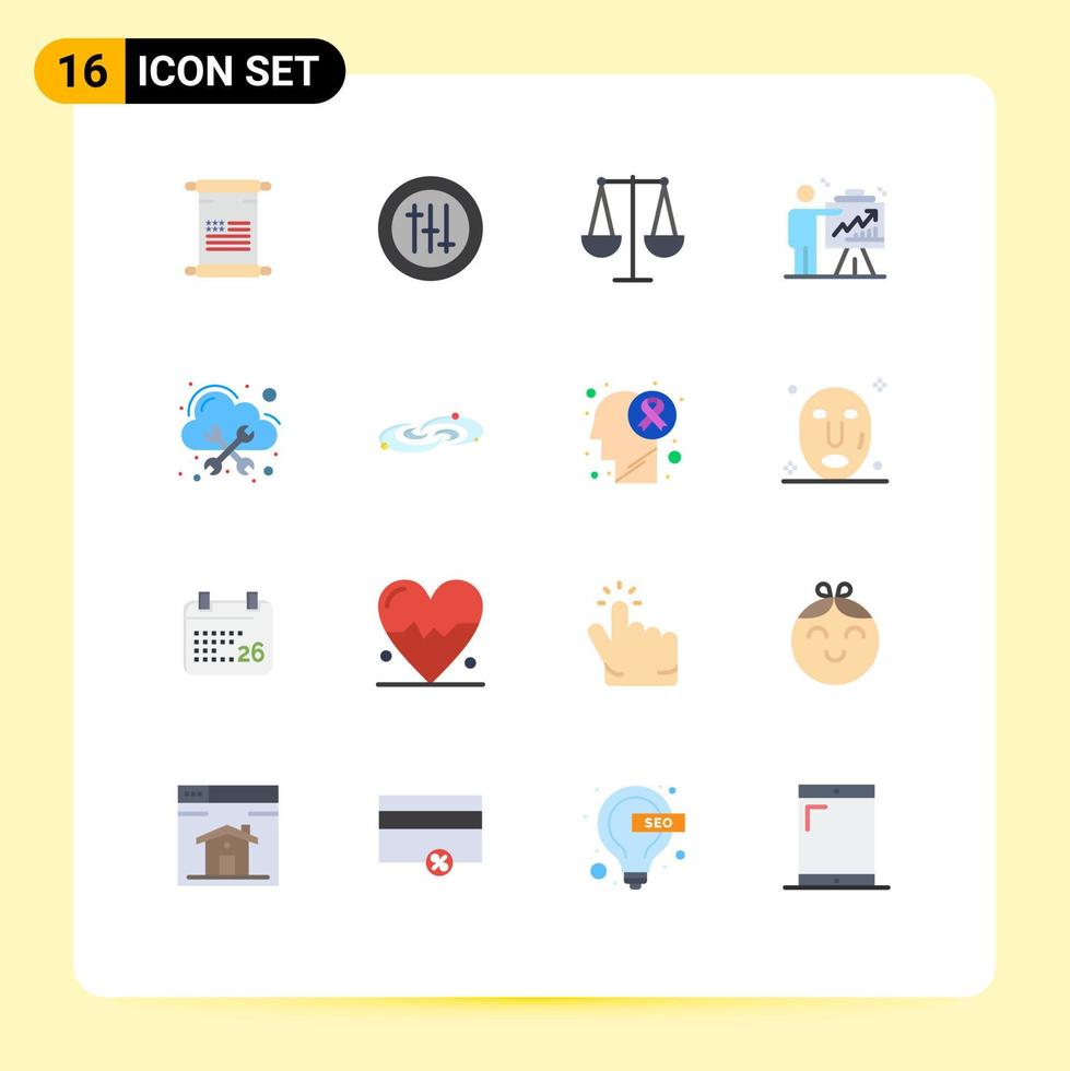 16 iconos creativos signos y símbolos modernos de hosting gráfico esfuerzos comerciales paquete editable empresarial de elementos creativos de diseño de vectores