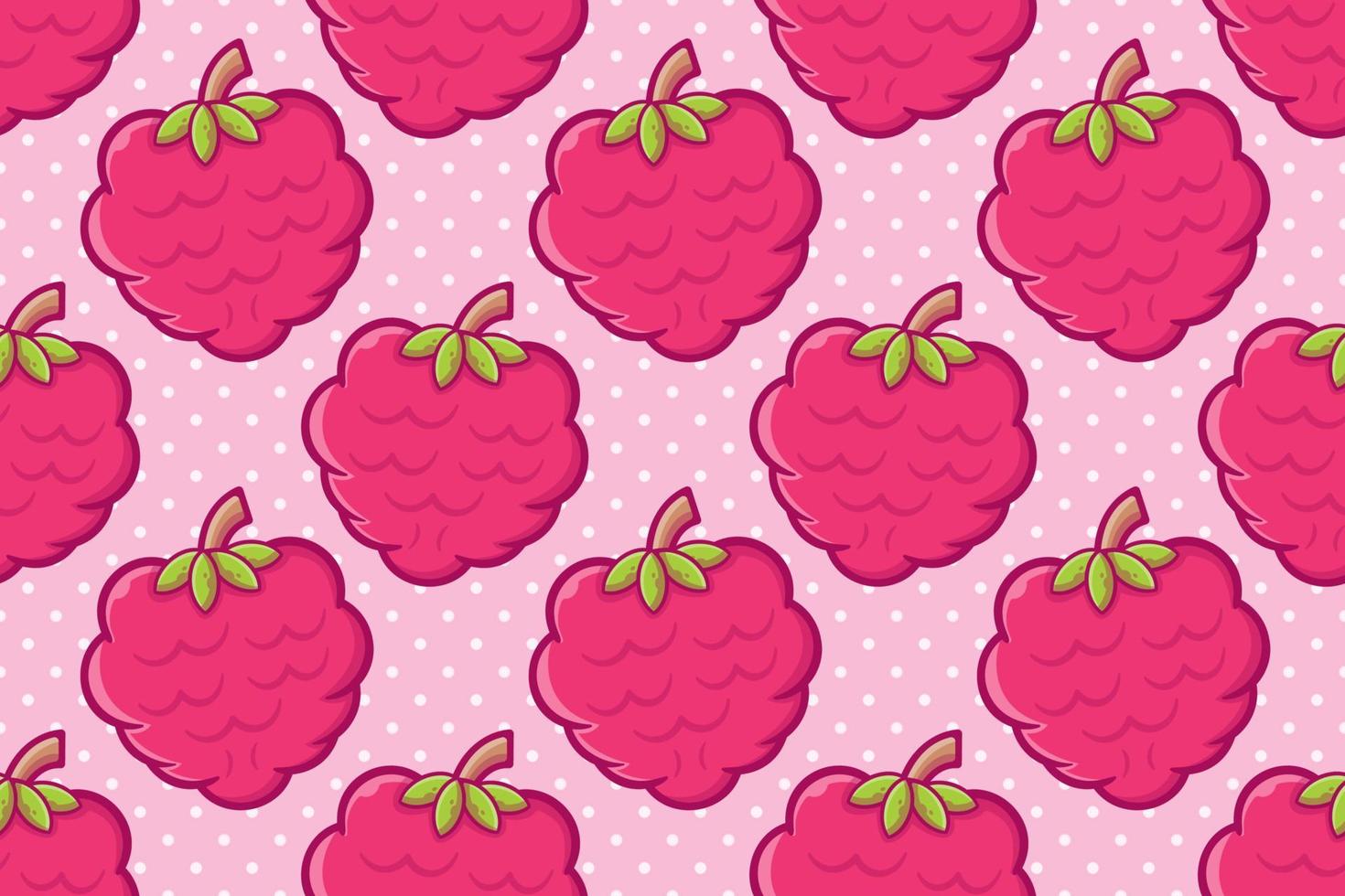 pink raspberry fruit seamless pattern vector illustration