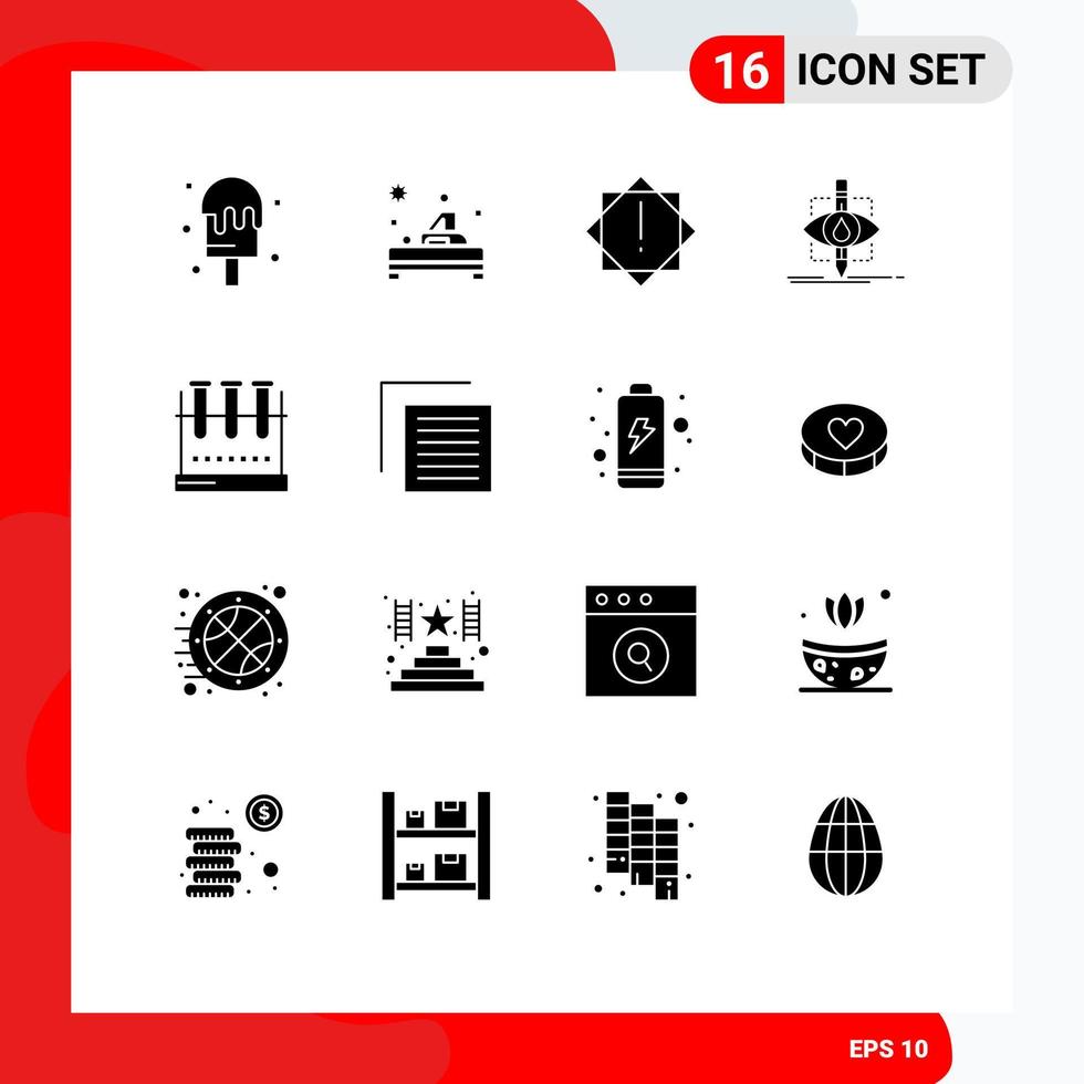 Modern Set of 16 Solid Glyphs and symbols such as lab flask chemical flask virus science pollution Editable Vector Design Elements