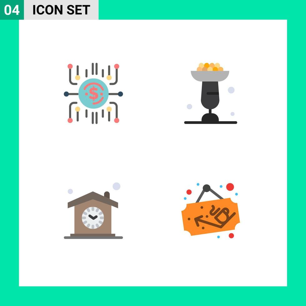 4 Thematic Vector Flat Icons and Editable Symbols of crowdfund stand crowdselling cooking house Editable Vector Design Elements