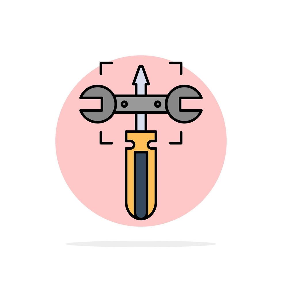 Setting Gear Wrench Screw Abstract Circle Background Flat color Icon vector