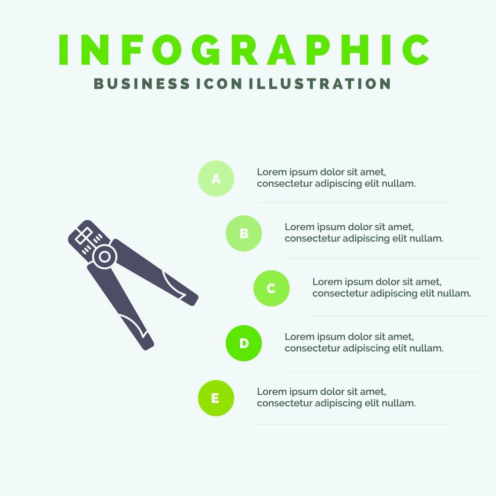 alicate edificio construcción crimpadora trabajo sólido icono infografía 5 pasos presentación antecedentes vector