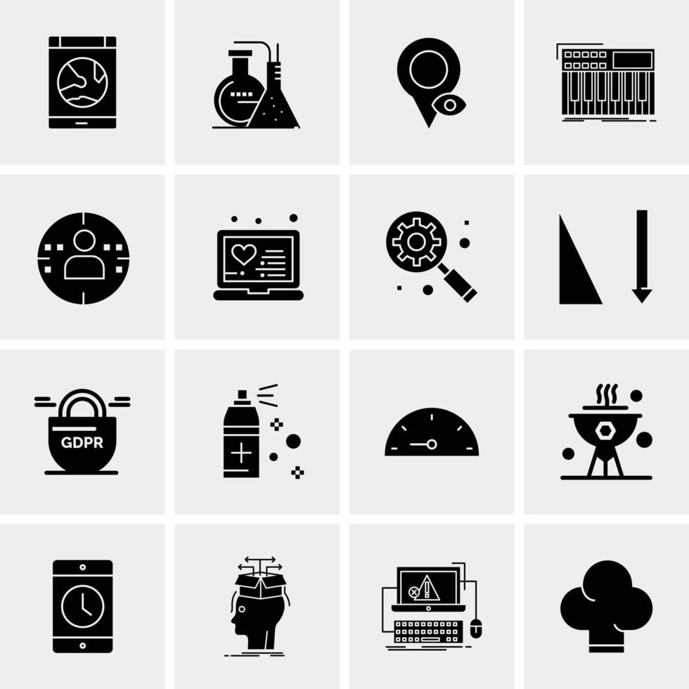 16 iconos de negocios universales vector ilustración de icono creativo para usar en proyectos relacionados con la web y dispositivos móviles