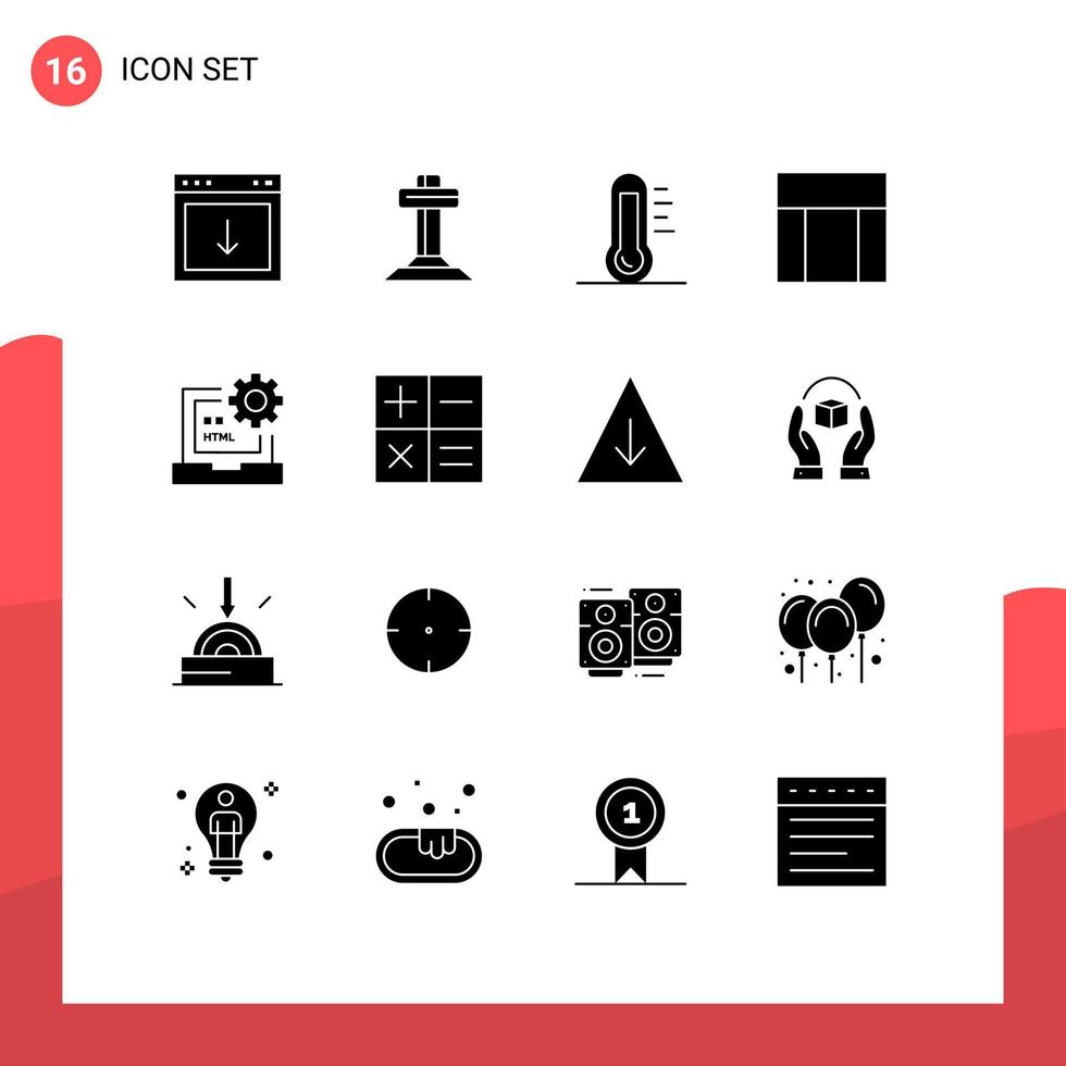 Pictogram Set of 16 Simple Solid Glyphs of website webpage easter layout environment Editable Vector Design Elements