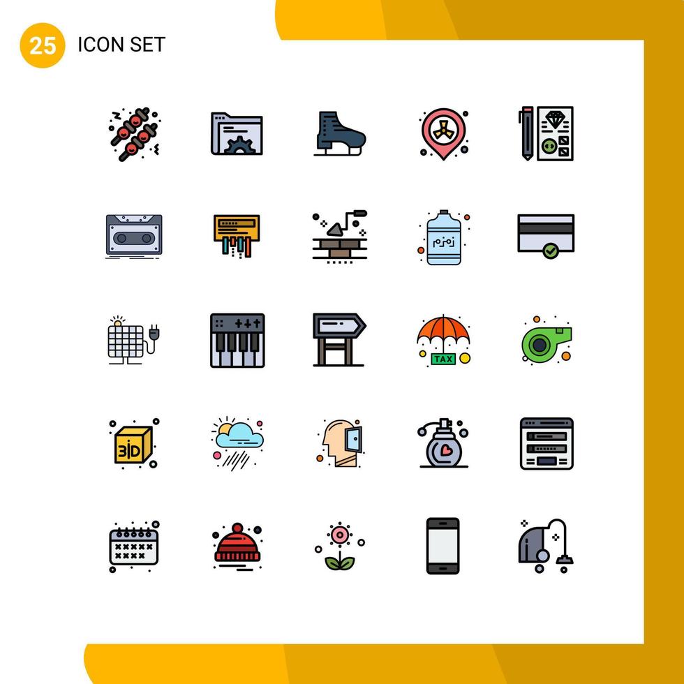 Set of 25 Modern UI Icons Symbols Signs for develop waste ice pollution gas Editable Vector Design Elements