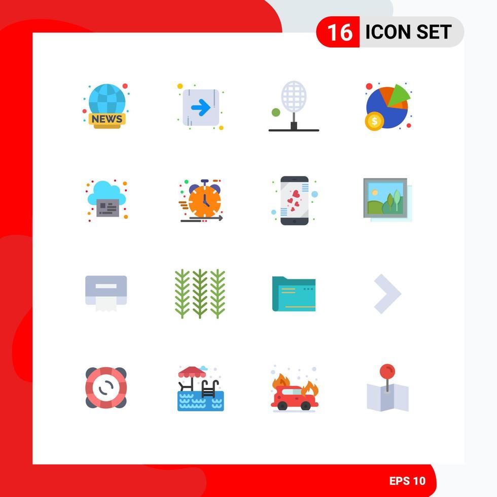 Pictogram Set of 16 Simple Flat Colors of print online racket statistics chart Editable Pack of Creative Vector Design Elements