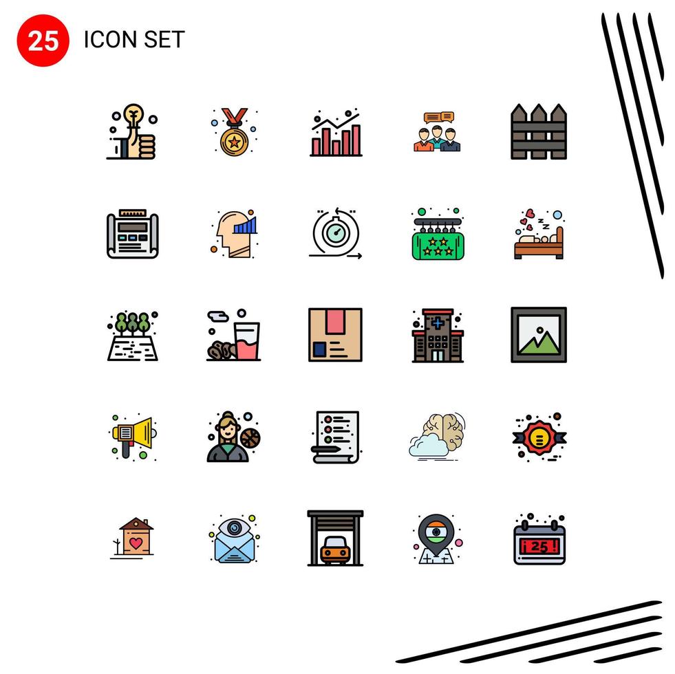 Universal Icon Symbols Group of 25 Modern Filled line Flat Colors of online dialog chart consulting chat Editable Vector Design Elements