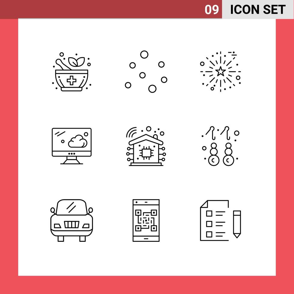 Stock Vector Icon Pack of 9 Line Signs and Symbols for fashion technology salute smart home technology Editable Vector Design Elements