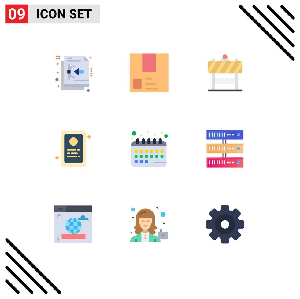 Modern Set of 9 Flat Colors Pictograph of appointment job application product assignment traffic Editable Vector Design Elements