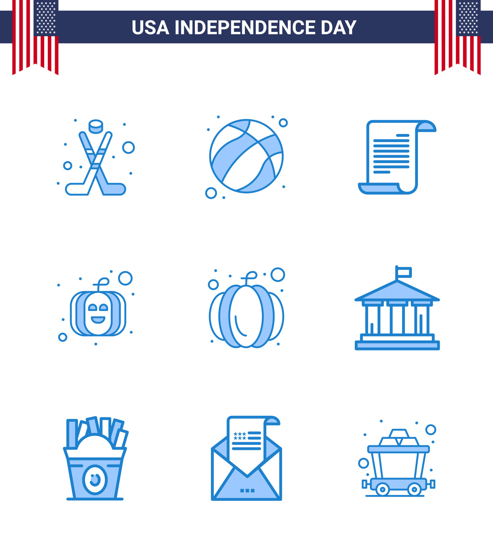 Pack of 9 creative USA Independence Day related Blues of american bank