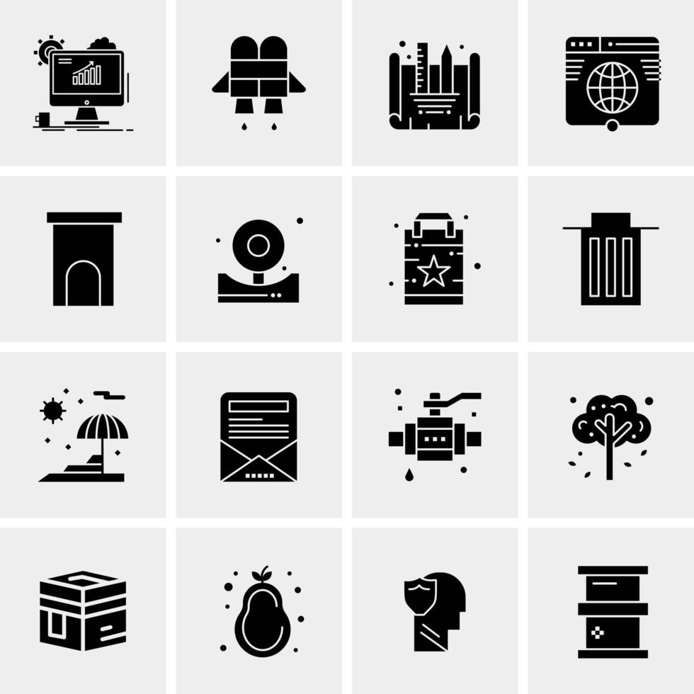 16 iconos de negocios universales vector ilustración de icono creativo para usar en proyectos relacionados con la web y dispositivos móviles