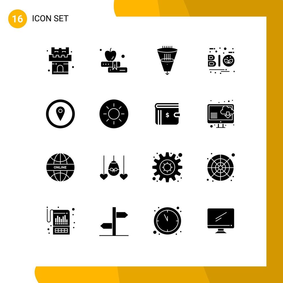 16 iconos creativos, signos y símbolos modernos de ubicación, filtrado de hojas, naturaleza, elementos de diseño vectorial editables ecológicos vector