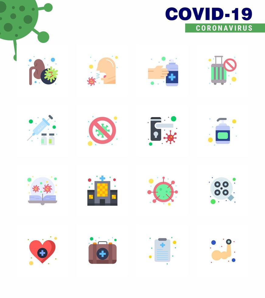 Simple Set of Covid19 Protection Blue 25 icon pack icon included stop cancel sick ban medication viral coronavirus 2019nov disease Vector Design Elements