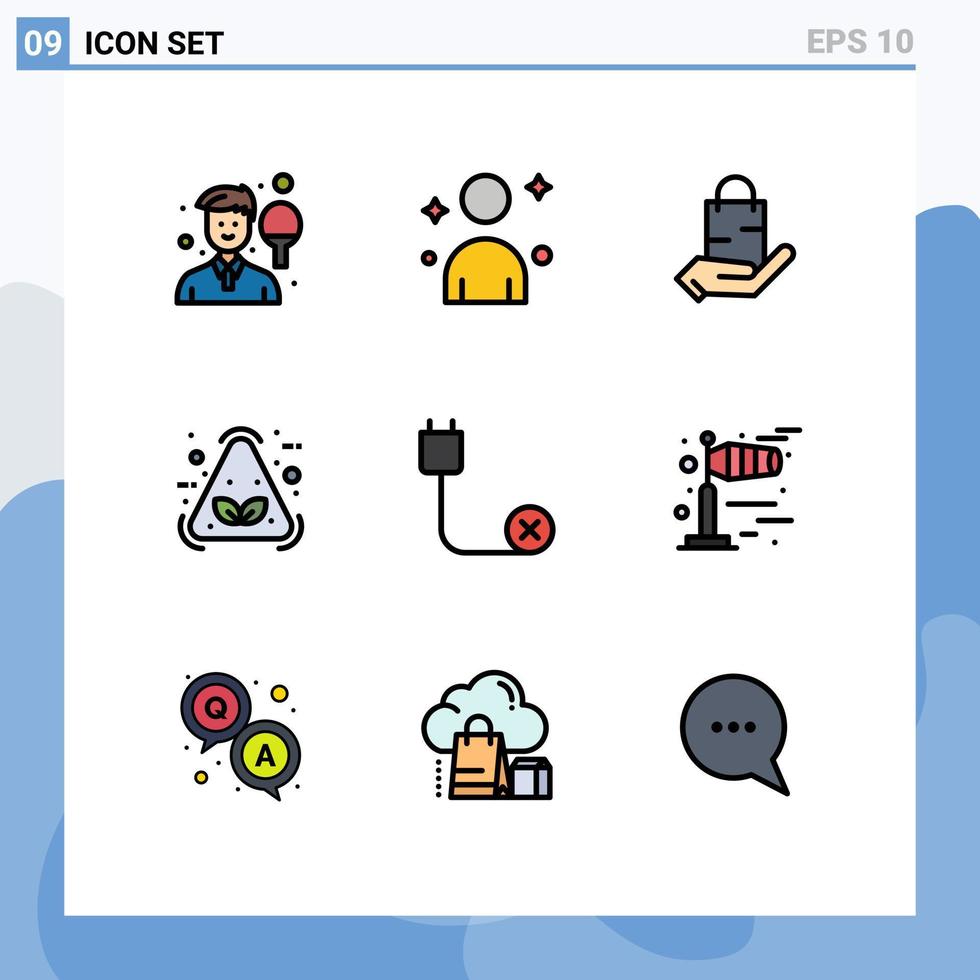 Set of 9 Modern UI Icons Symbols Signs for computers item bag garbage hand Editable Vector Design Elements