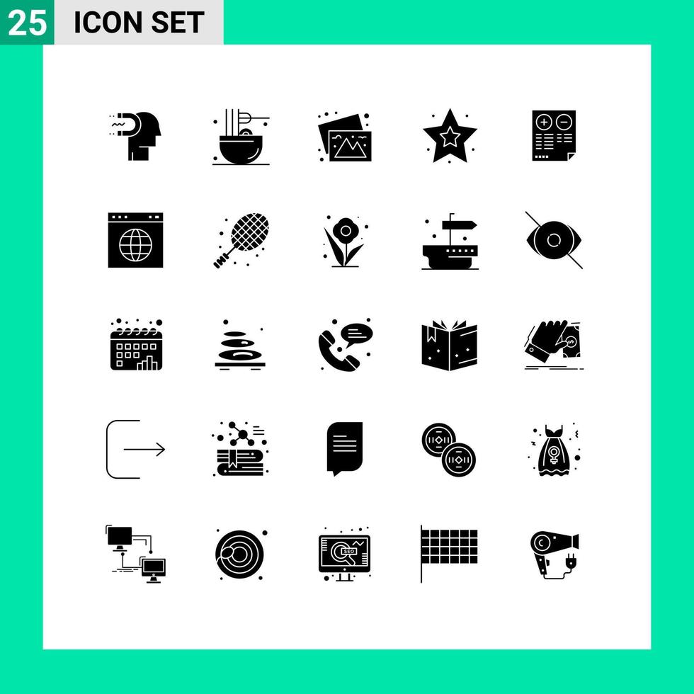 Stock Vector Icon Pack of 25 Line Signs and Symbols for pros interface meal favorite travel Editable Vector Design Elements