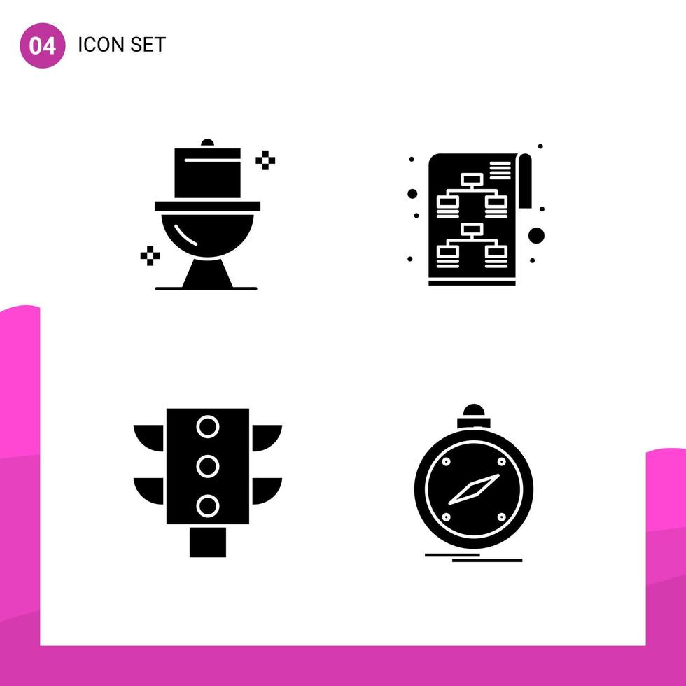 Glyph Icon set Pack of 4 Solid Icons isolated on White Background for responsive Website Design Print and Mobile Applications vector