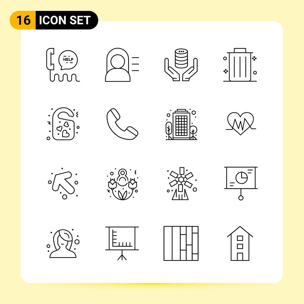 16 iconos creativos para el diseño moderno de sitios web y aplicaciones móviles receptivas 16 símbolos de contorno signos sobre fondo blanco paquete de 16 iconos vector