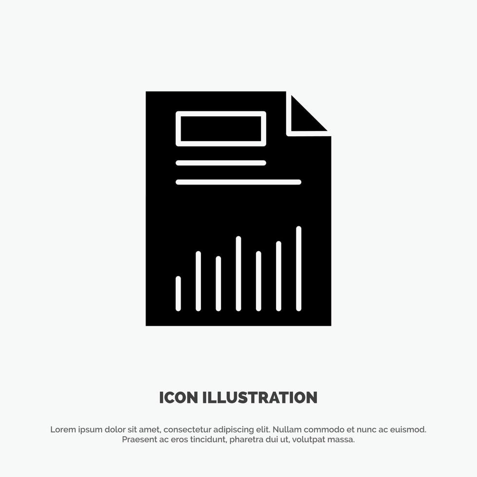 Document Business Chart Finance Graph Paper Statistics solid Glyph Icon vector
