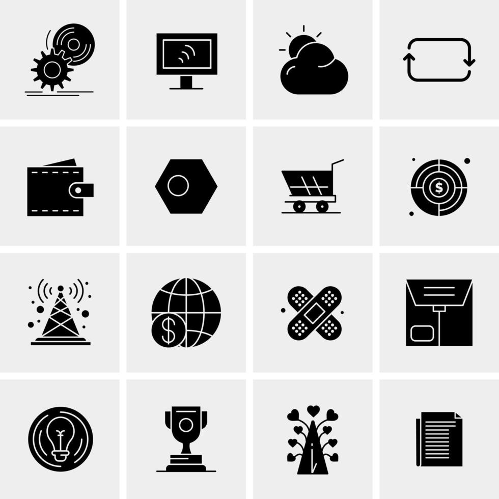 16 iconos de negocios universales vector ilustración de icono creativo para usar en proyectos relacionados con la web y dispositivos móviles