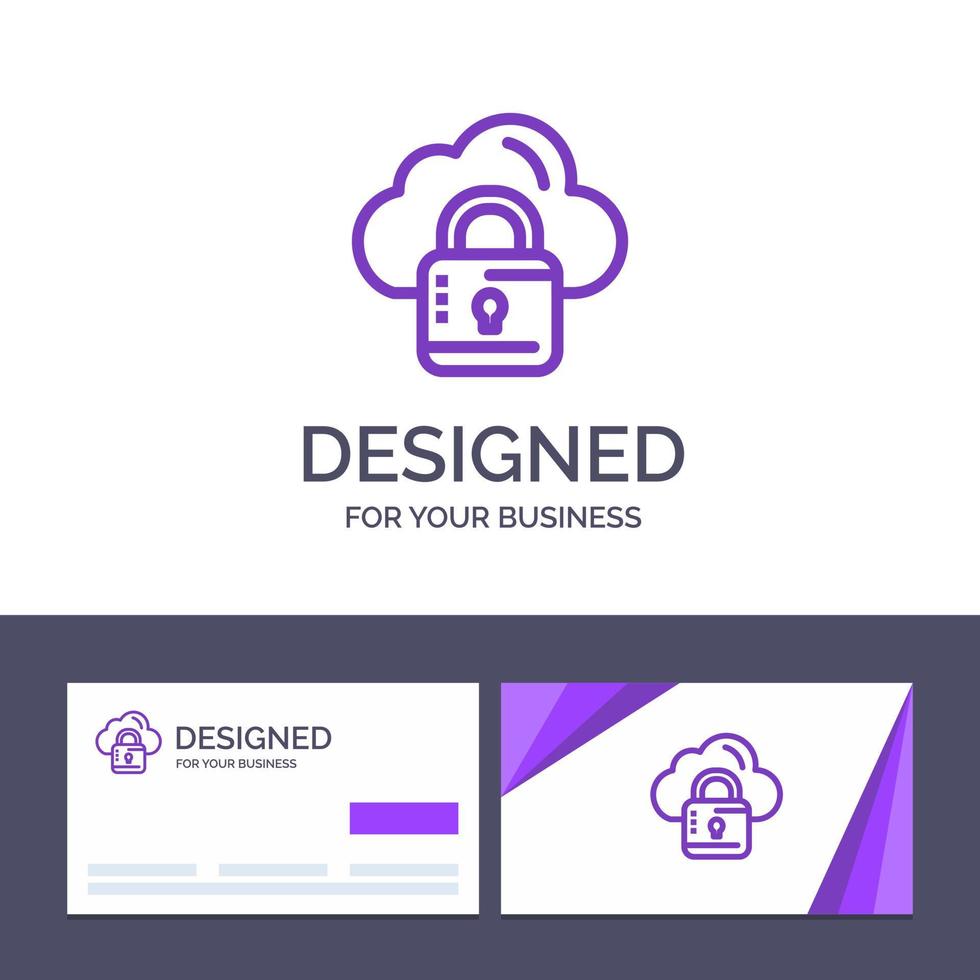 Creative Business Card and Logo template Cloud Network Lock Locked Vector Illustration