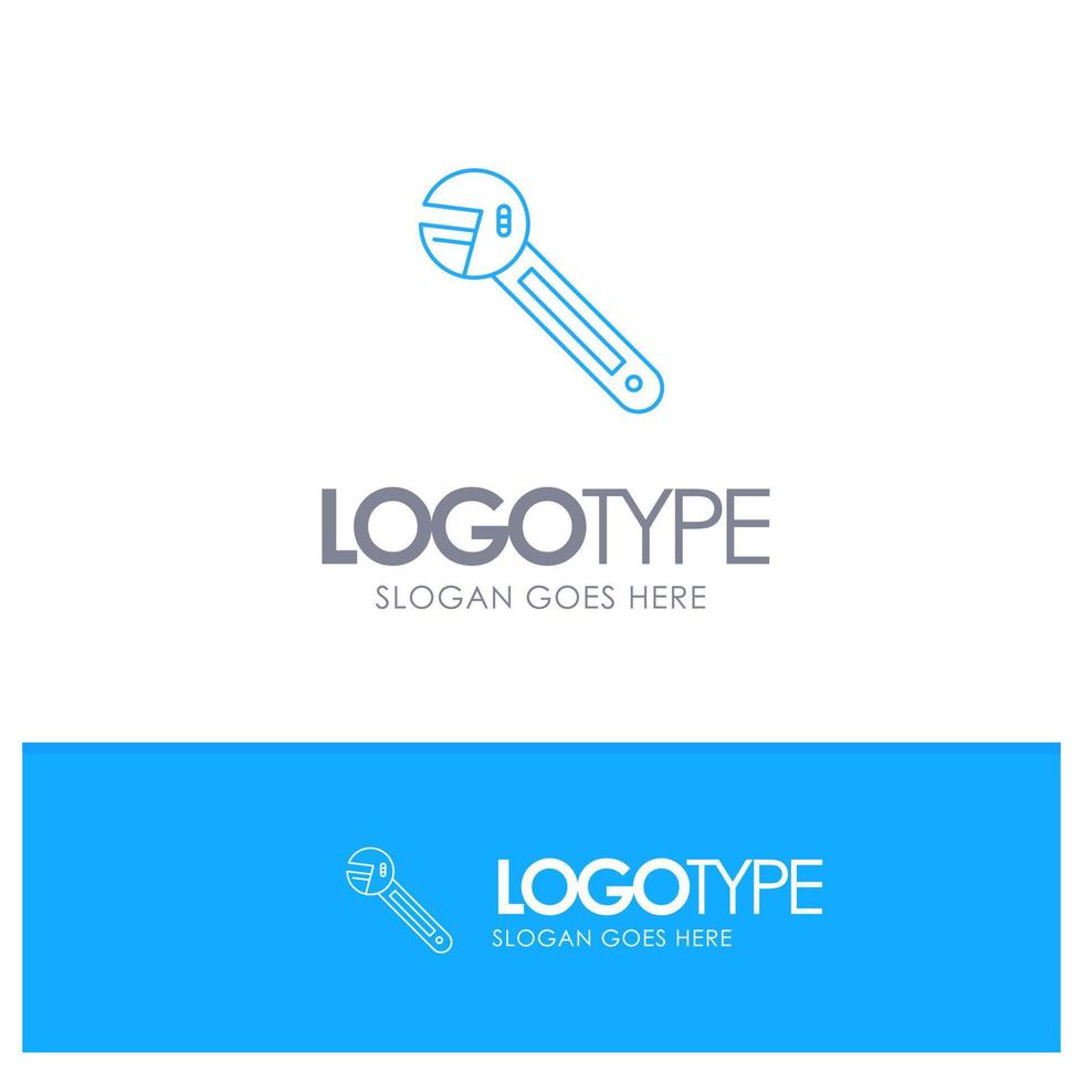 Wrench Option Tool Spanner Tool Blue outLine Logo with place for tagline vector