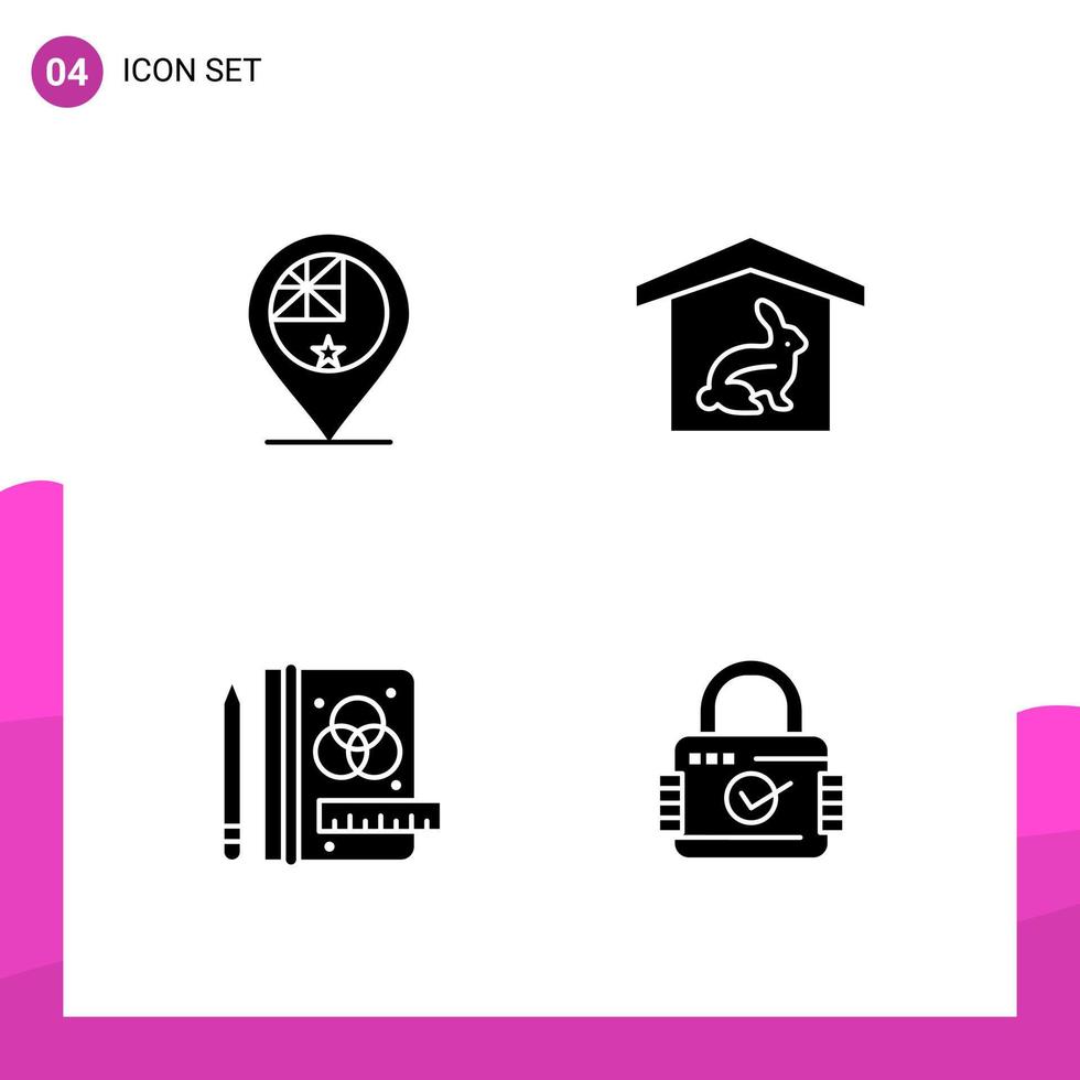 Glyph Icon set Pack of 4 Solid Icons isolated on White Background for responsive Website Design Print and Mobile Applications vector