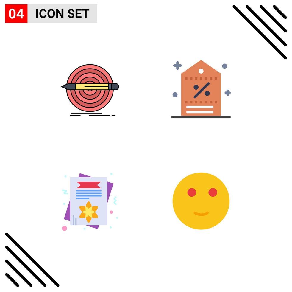 Pack of 4 Modern Flat Icons Signs and Symbols for Web Print Media such as design tag set price day Editable Vector Design Elements