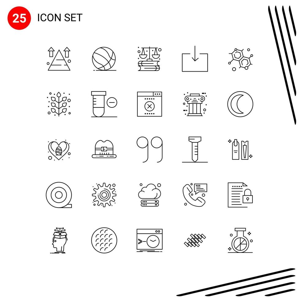 25 Universal Lines Set for Web and Mobile Applications chemist enter sport arrow laws Editable Vector Design Elements