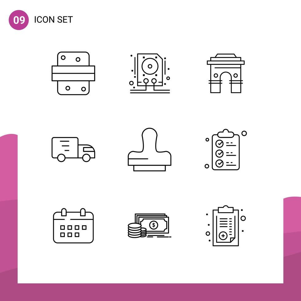 9 Thematic Vector Outlines and Editable Symbols of lorry temple storage srilanka india Editable Vector Design Elements