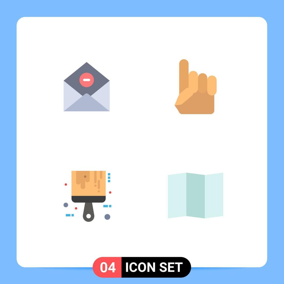 Universal Icon Symbols Group of 4 Modern Flat Icons of communication brush mail hand tool Editable Vector Design Elements