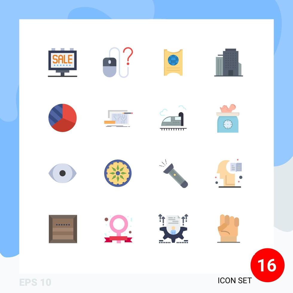 Pack of 16 Modern Flat Colors Signs and Symbols for Web Print Media such as graph american online office hotel Editable Pack of Creative Vector Design Elements