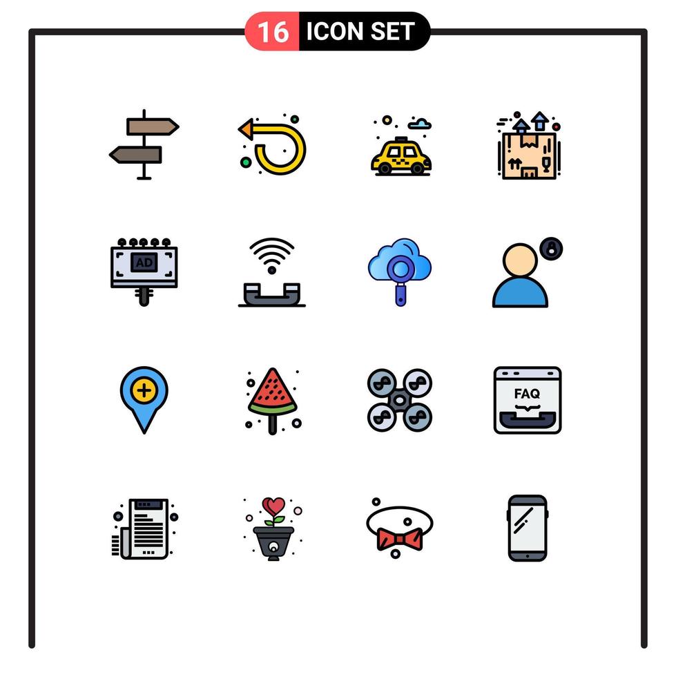 16 iconos creativos, signos y símbolos modernos del paquete de anuncios, caja de logística izquierda, elementos de diseño de vectores creativos editables