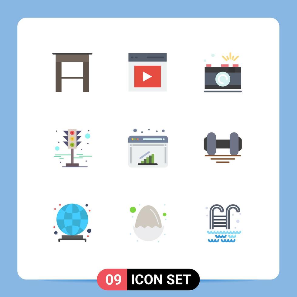 9 Universal Flat Colors Set for Web and Mobile Applications chart traffic lights camera traffic capture Editable Vector Design Elements