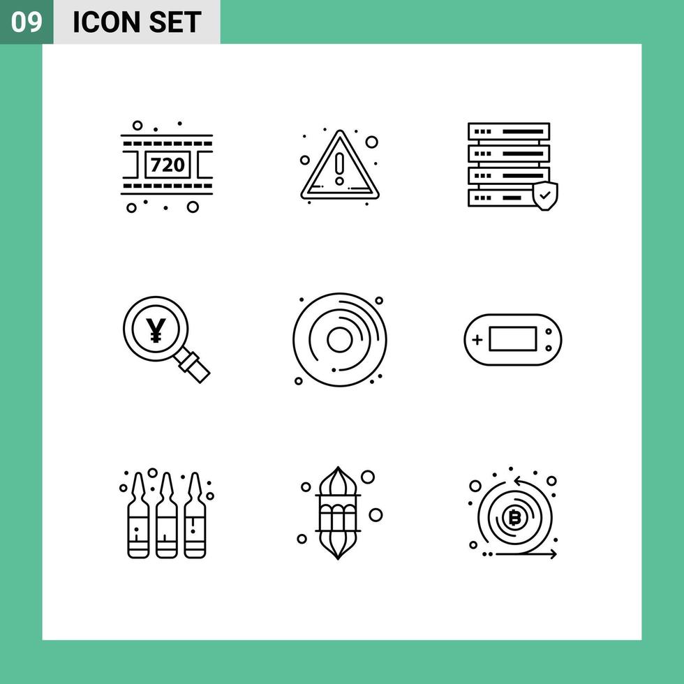 User Interface Pack of 9 Basic Outlines of hobby dvd server cd search Editable Vector Design Elements