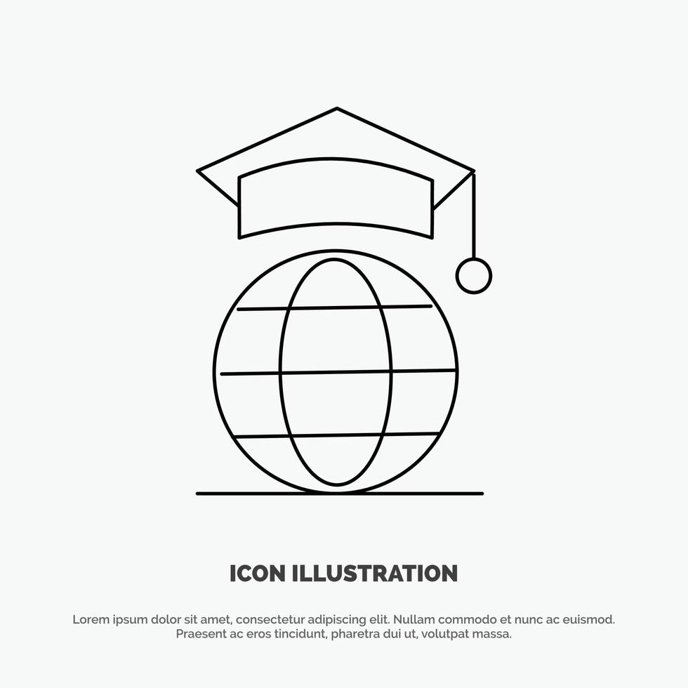 Globe Internet Online Graduation Vector Line Icon