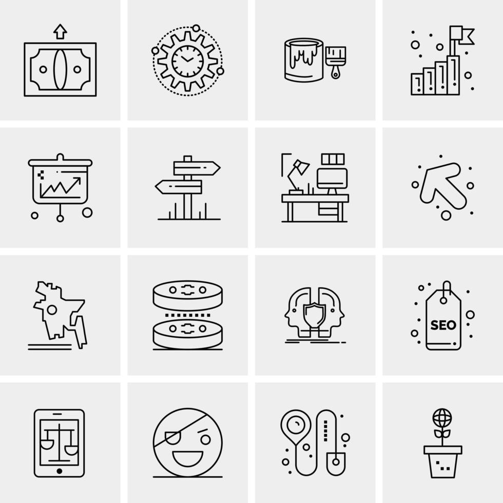 16 iconos universales de negocios vector ilustración de icono creativo para usar en proyectos relacionados con la web y dispositivos móviles