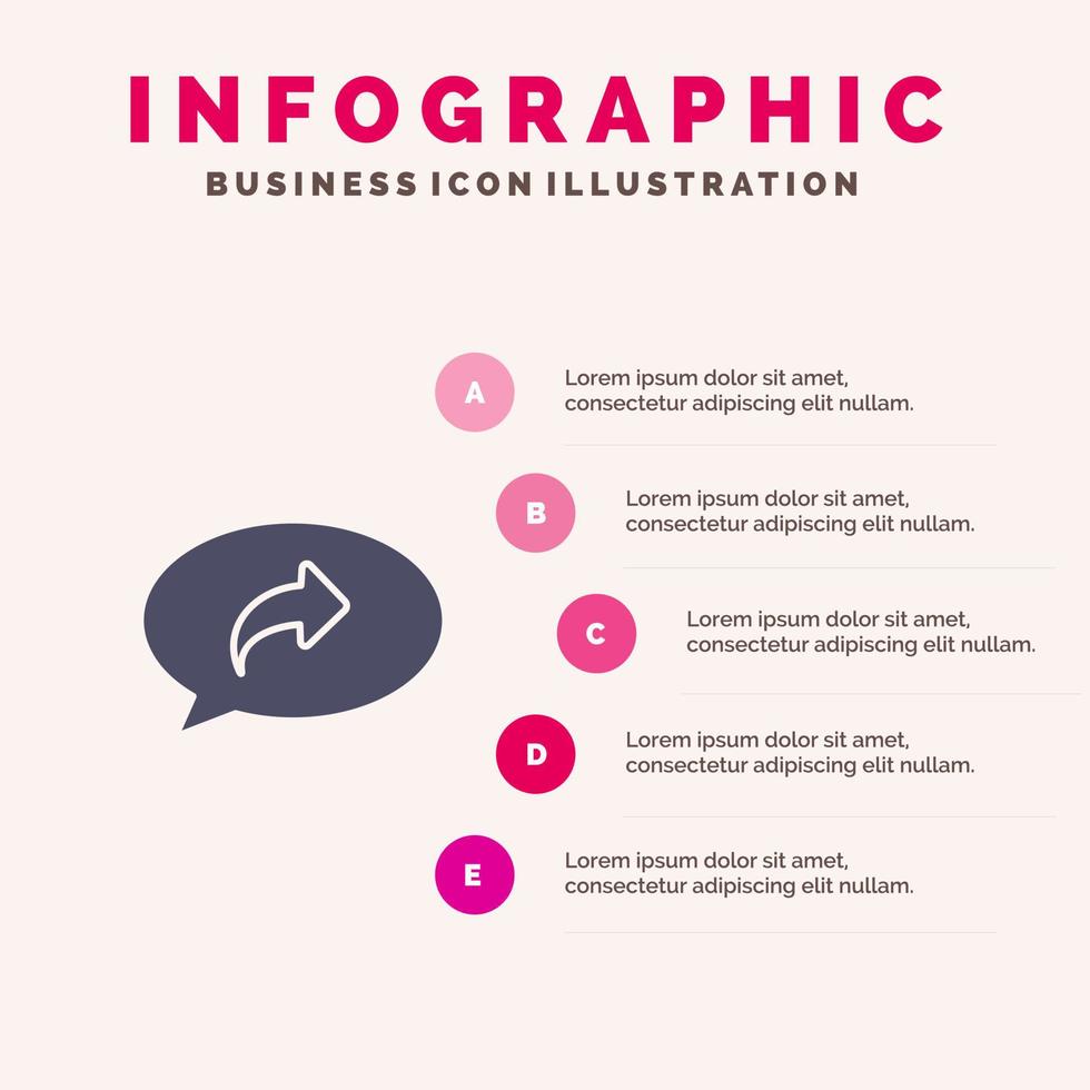 flecha de chat básica derecha icono sólido infografía 5 pasos fondo de presentación vector