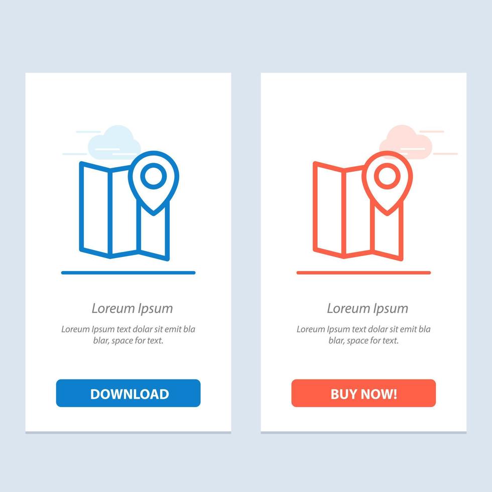 Location Map Marker Pin  Blue and Red Download and Buy Now web Widget Card Template vector