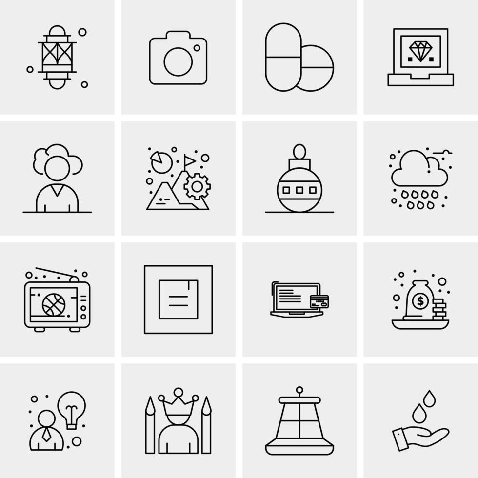 16 iconos de negocios universales vector ilustración de icono creativo para usar en proyectos relacionados con la web y dispositivos móviles