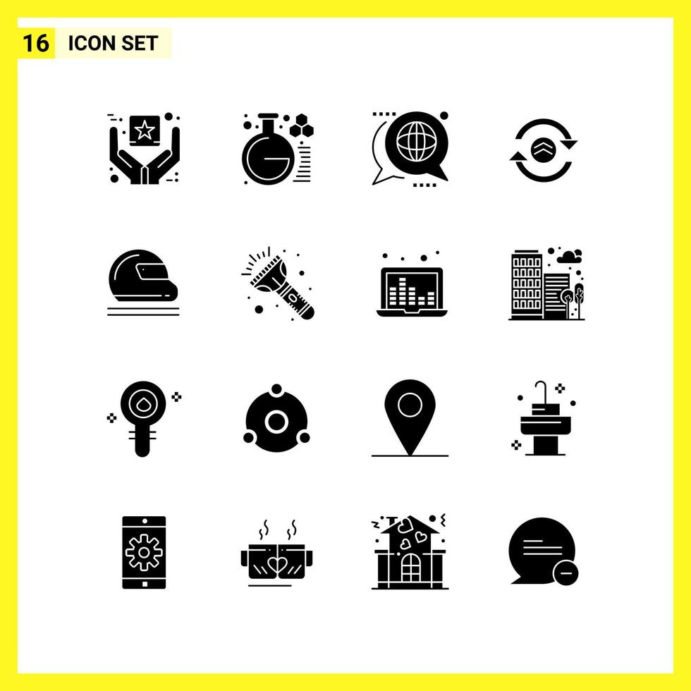 16 Icon Set. Simple Solid Symbols. Glyph Sign on White Background for Website Design Mobile Applications and Print Media. vector