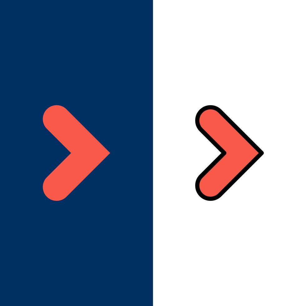Arrow Right Forward Direction  Icons Flat and Line Filled Icon Set Vector Blue Background