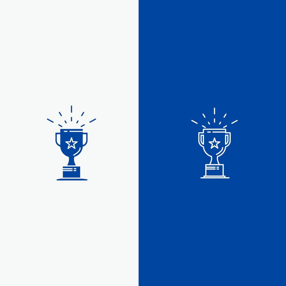 Cup Medal Prize Trophy Line and Glyph Solid icon Blue banner Line and Glyph Solid icon Blue banner vector