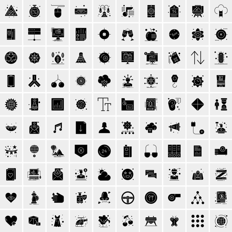 Set of 100 Universal Solid Icons vector