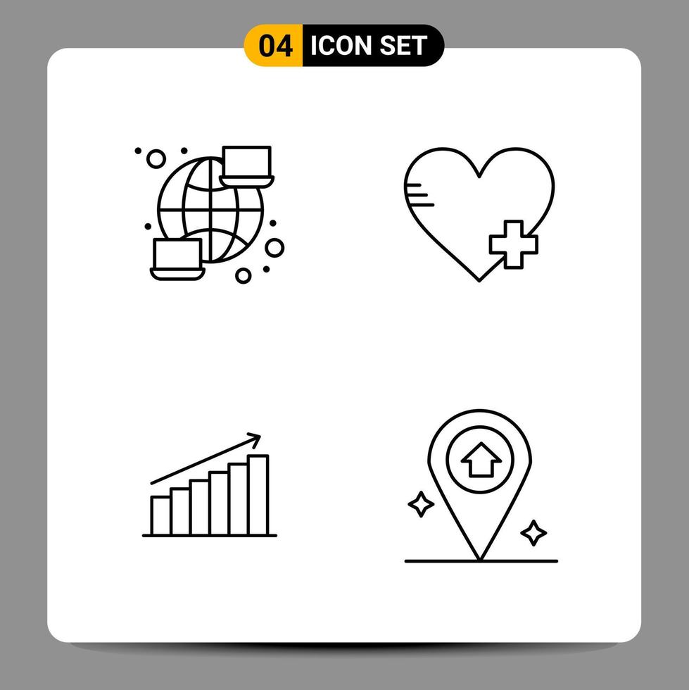 4 Black Icon Pack Outline Symbols Signs for Responsive designs on white background. 4 Icons Set. vector