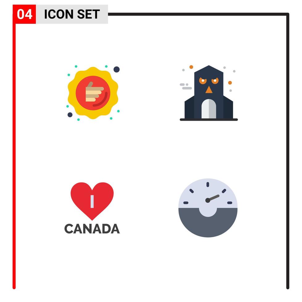 Mobile Interface Flat Icon Set of 4 Pictograms of discount heart promotion haunted dash Editable Vector Design Elements