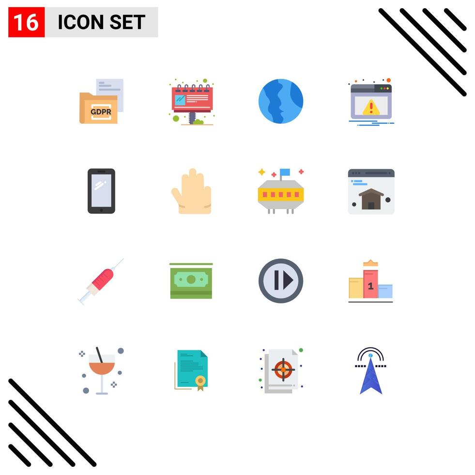 Universal Icon Symbols Group of 16 Modern Flat Colors of warning alert ad web world Editable Pack of Creative Vector Design Elements