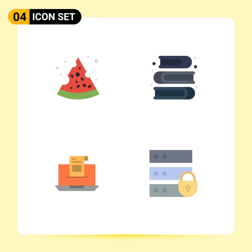 Set of 4 Vector Flat Icons on Grid for pizza e art book envelope Editable Vector Design Elements